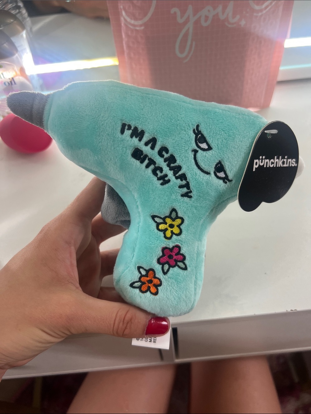 Punchkins "I'm a Crafty B" Plush Hot Glue Gun decor